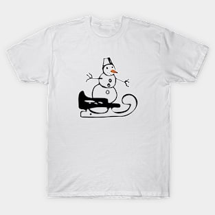 Snowman on sled T-Shirt